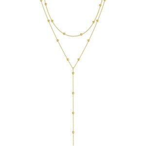 Women's Sterling Silver Y-Shaped Trendy Layered Simple Gold Necklace Jewelry